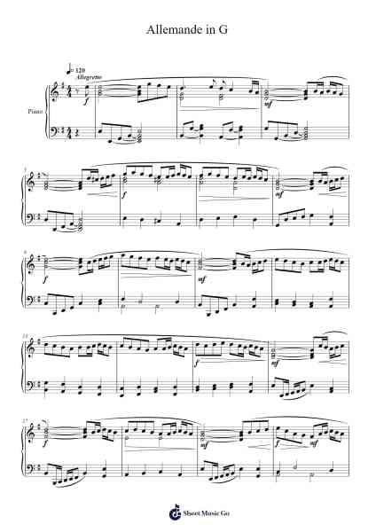 Allemande in G Sheet Music by Martin Hirsch-Arr.Ligreen