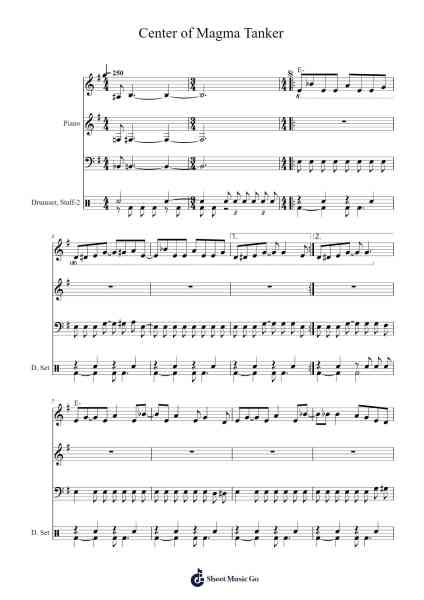 Center of Magma Tanker Sheet Music by Tomoko Sumiyama-Arr.Georfoe