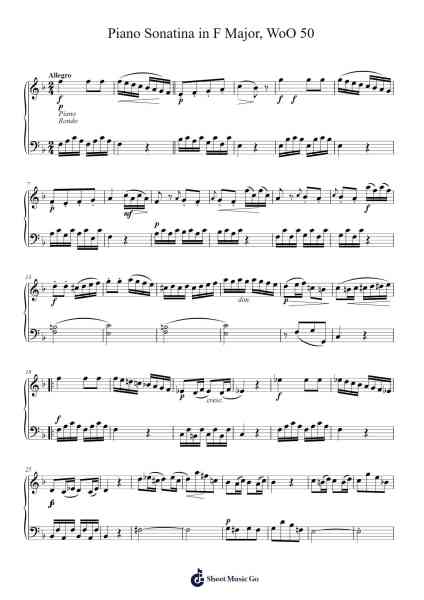 Piano Sonatina in F Major, WoO 50 Sheet Music by Ludwig van Beethoven-Arr.Jofield
