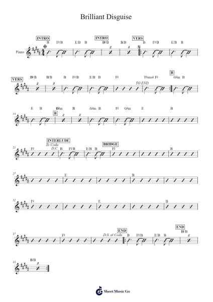 Brilliant Disguise Sheet Music by Bruce Springsteen-Arr.Yesea