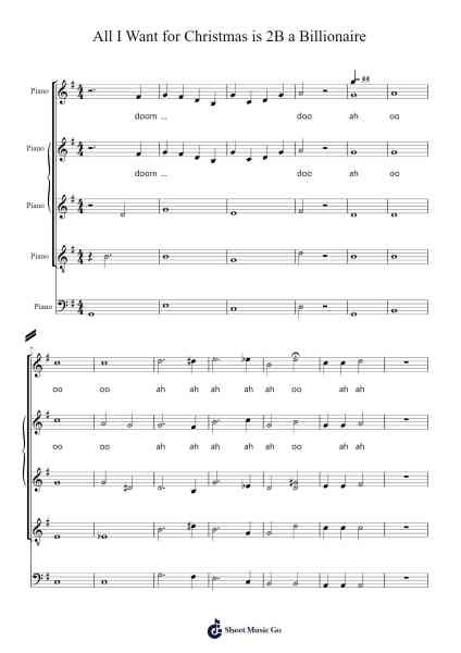 All I Want for Christmas is 2B a Billionaire Sheet Music by -Arr.Bunjoan Payley