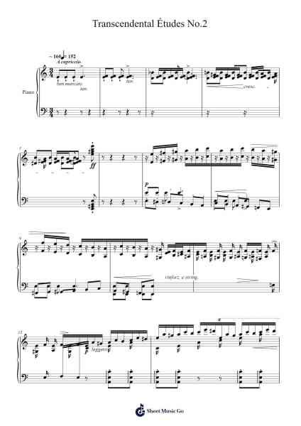 Transcendental Études No.2 Sheet Music by Franz Liszt-Arr.Vogter