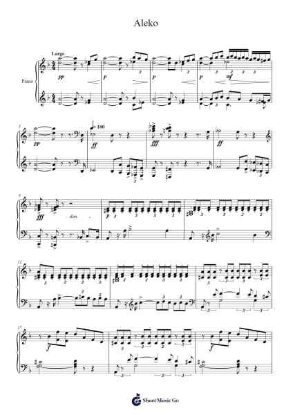 Aleko Sheet Music by Sergei Rachmaninoff-Arr.Hudfitch Terleign