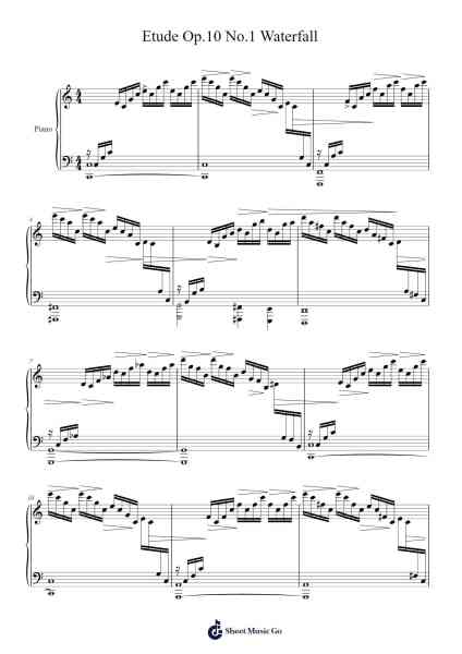 Etude Op.10 No.1 Waterfall Sheet Music by Frédéric Chopin-Arr.Temky Pisoll