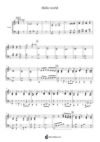 Hello world Sheet Music by Louie Zong-Arr.Atwright