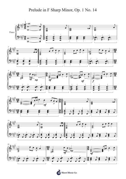 Prelude in F Sharp Minor, Op. 1 No. 14 Sheet Music by Jayps-Arr.Efbin Kimsie