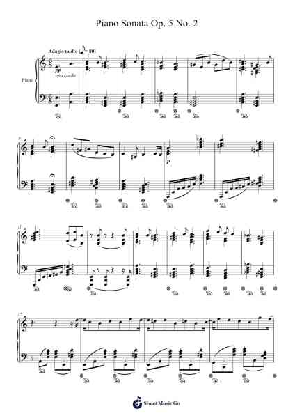 Piano Sonata Op. 5 No. 2 Sheet Music by 20065364-Arr.Xefunk Huttrick
