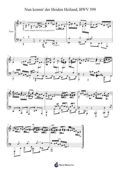 Nun komm' der Heiden Heiland, BWV 599 樂譜由 Johann Sebastian Bach - 編曲 Bauleste Rayday