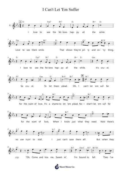I Can't Let 'Em Suffer Sheet Music by Henry Creamer & Turner Layton-Arr.Campleign Eli