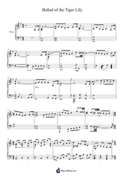 Ballad of the Tiger Lily Sheet Music by Rose Flannery-Arr.Bardthea Faylotte