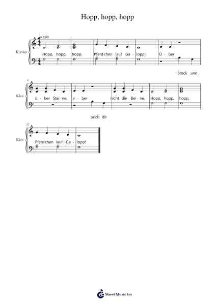Hopp, hopp, hopp Notenblatt von Volkslied-Arr.Golddon