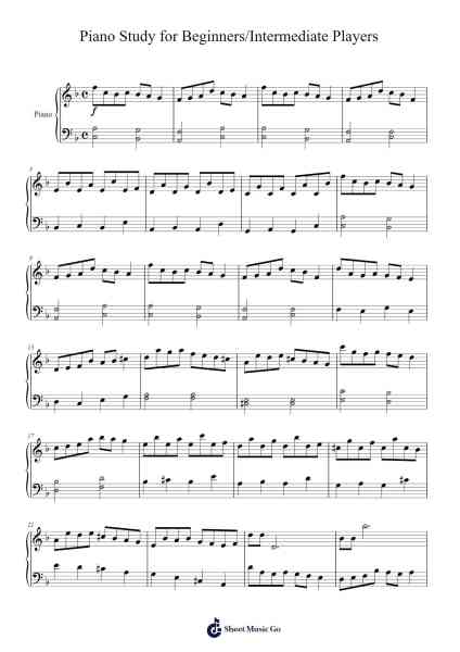 Piano Study for Beginners/Intermediate Players Sheet Music by Jamesstone-Arr.Yvonmand