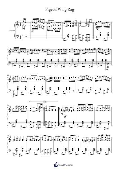 Pigeon Wing Rag Sheet Music by Charles Leslie Johnson-Arr.Sanmott Leomick