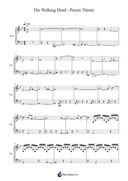The Walking Dead - Prison Theme Sheet Music by Bear McCreary-Arr.Galchard