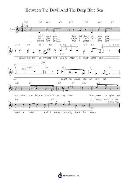 Between The Devil And The Deep Blue Sea Sheet Music by Harold Arlen-Arr.Bairddict Sasback