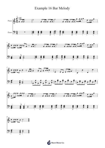 Example 16 Bar Melody Sheet Music by a.maxwell@alsagerschool.org-Arr.Dilliz Woolfsil