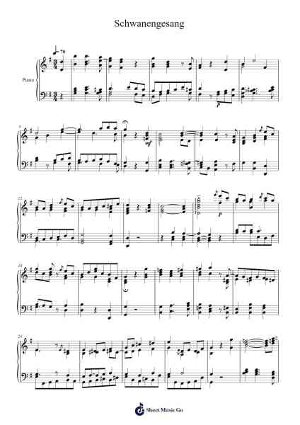 Schwanengesang 樂譜由 Franz Schubert - 編曲 Woodthorne Rylee