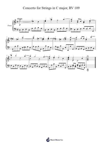 Concerto for Strings in C Major, RV 109: II. Adagio Sheet Music by Antonio Vivaldi-Arr.Prittstrong Hamcas