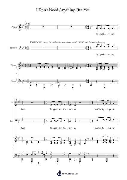 I Don't Need Anything But You Sheet Music by ANNIE WARBUCKS-Arr.Kennick