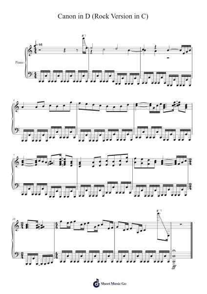 Canon in D (Rock Version in C) 樂譜由 Johann Pachelbel - 編曲 Buckhue