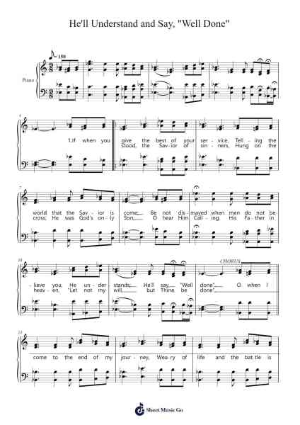 He'll Understand and Say, "Well Done" Sheet Music by Lucie Eddie Campbell-Arr.Irsharp Bartrah