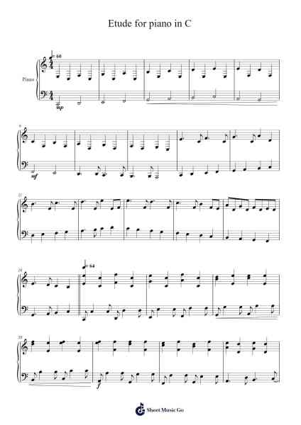 Etude for Piano in C Sheet Music by ba11akuda-Arr.Dawnbian Sherqe