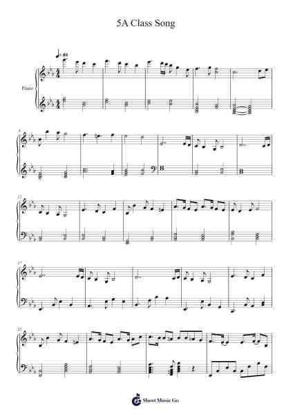 5A Class Song Sheet Music by Karl Wong-Arr.Sinbryce