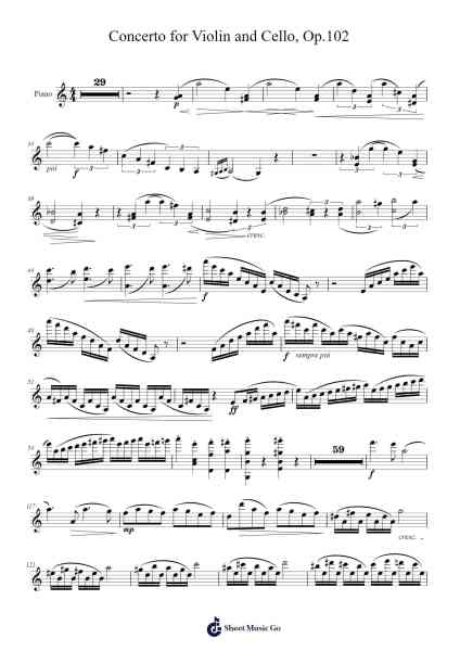 Concerto for Violin and Cello in A Minor, Op. 102: I. Allegro Sheet Music by Johannes Brahms-Arr.Joanreade Annlus