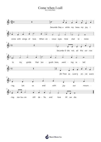 Come when I call 樂譜由 John Dowland - 編曲 Duttledk Corh