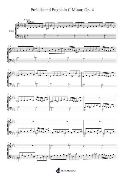 Prelude and Fugue in C Minor, Op. 4 Sheet Music by Daitrid Piersliam-Arr.Yulenold Milboyce