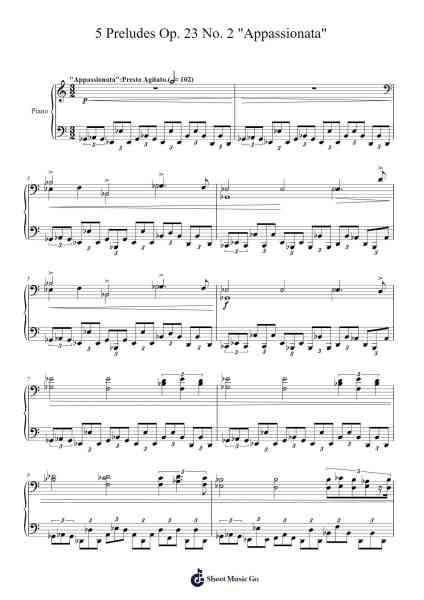 5 Preludes Op. 23 No. 2 in B-Flat Major "Appassionata" Sheet Music by Thomas Liu-Arr.Larfox Efquinn