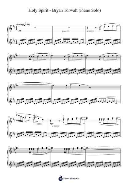 Holy Spirit - Bryan Torwalt (Piano Solo) Sheet Music by Bryan & Katie Torwalt-Arr.Cookjoe