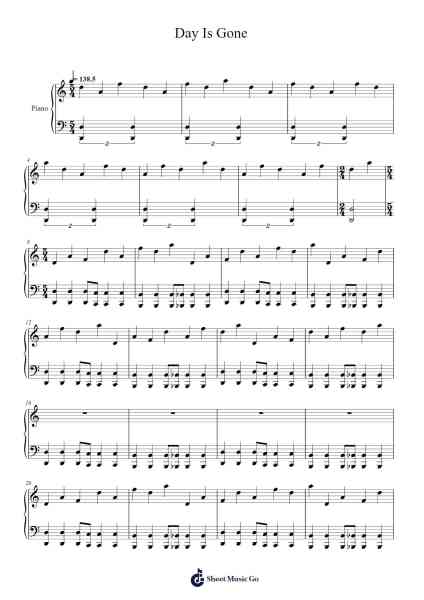 Day Is Gone Sheet Music by Cardiacs-Arr.Dalclark Wenholt