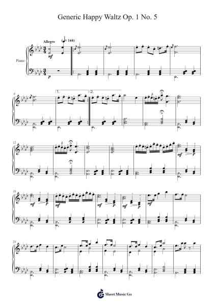 Generic Happy Waltz Op. 1 No. 5 Sheet Music by Colty-Arr.Blajeames Yulewood