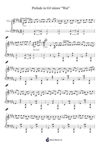 Prelude in G# Minor "War" Sheet Music by Hentra Whitbart-Arr.Blouis