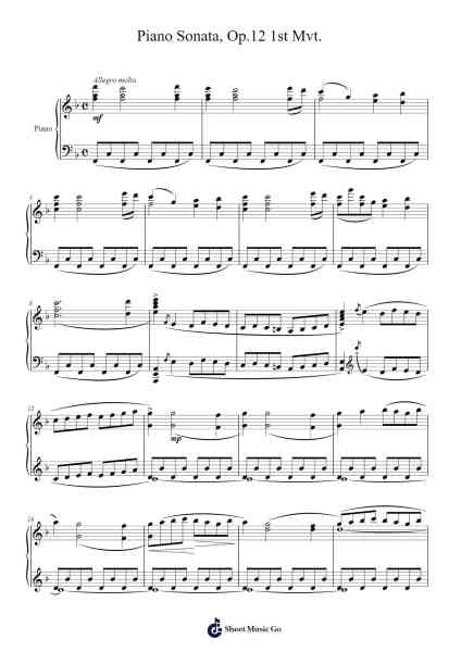 Piano Sonata in F Major, Op. 12: I. Allegro molto Sheet Music by Jean Sibelius-Arr.Wilhelker Croftsdrew