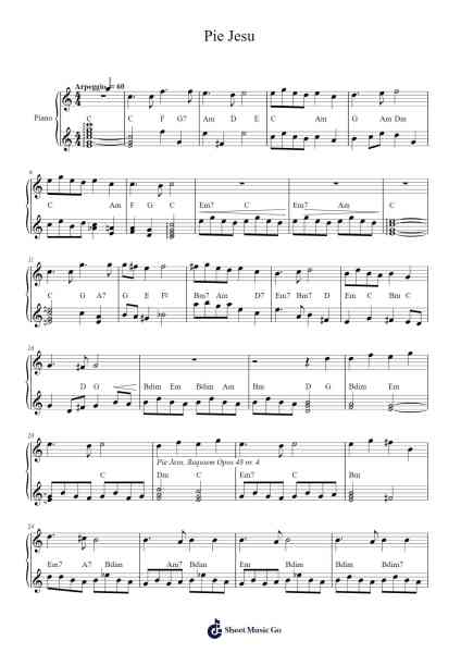 Pie Jesu Sheet Music by Gabriel Faure-Arr.Sailsharte Troypril