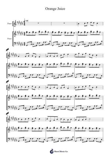 Orange Juice Sheet Music by ~ Rainforest ~-Arr.Clarjudd