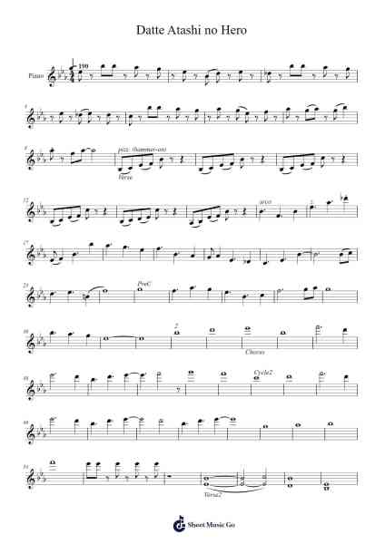 Datte Atashi no Hero Sheet Music by -Arr.Bercob