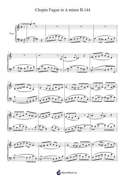 Chopin Fugue in A minor B.144 Sheet Music by Fryderyk Chopin-Arr.Swinfred Clarkdiah