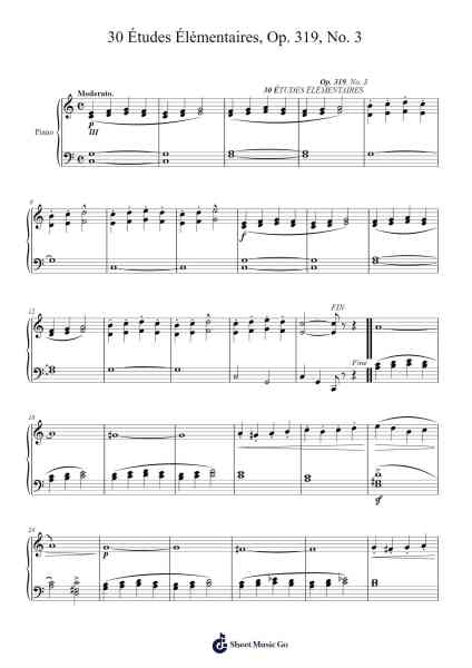 30 Études Élémentaires, Op. 319, No. 3 Sheet Music by Jacques-Louis Battmann-Arr.Fieldbing