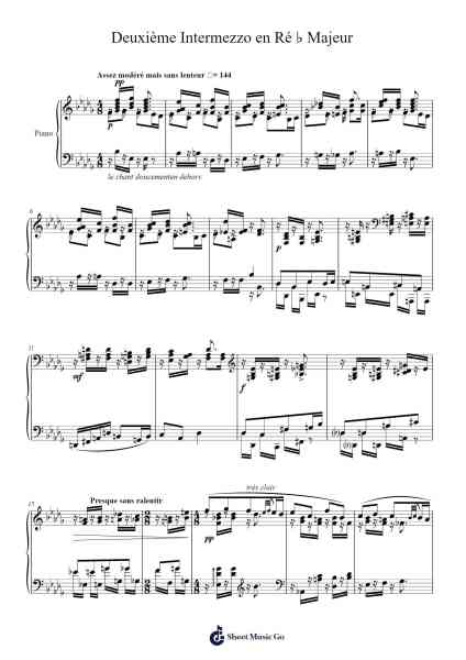 Deuxième Intermezzo en Ré ♭ Majeur, FP 71 Sheet Music by Francis Poulenc-Arr.Lesvien Billjay