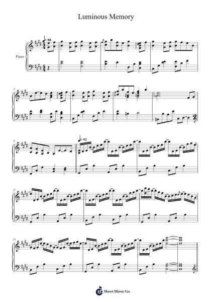 Luminous Memory Sheet Music by Mitsukiyo-Arr.Joanreade Annlus