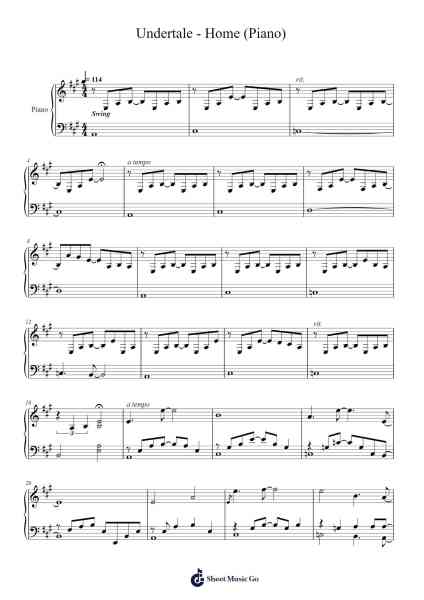 Undertale - Home (Piano) Sheet Music by Toby Fox-Arr.Charwen