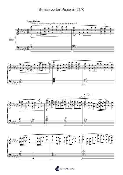 Romance for Piano in 12/8 樂譜由 Deirthew - 編曲 Xanbriel Rague