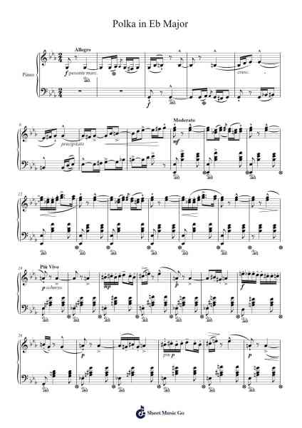 Polka in E-flat Major Sheet Music by Bedřich Smetana-Arr.Cookwebb