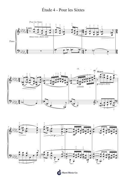 Étude 4 - Pour les Sixtes Sheet Music by Claude Debussy-Arr.Wooraine Fintis