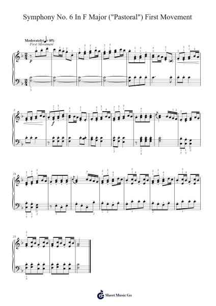 Symphony No. 6 in F Major, Op. 68 "Pastoral": I. Allegro ma non troppo Sheet Music by Ludwig van Beethoven-Arr.Gemcol Nemott