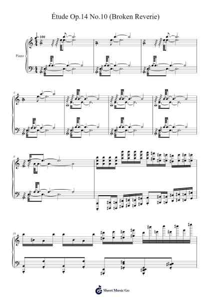 Étude Op. 14 No. 10 "Broken Reverie" Sheet Music by susmap2555-Arr.Emton