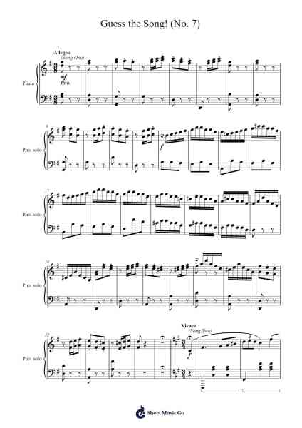 Guess the Song! (No. 7) Sheet Music by Various Artists-Arr.Pipril